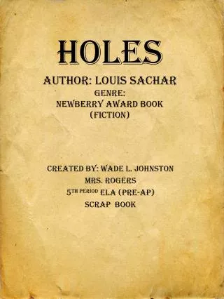 HOLES Author: Louis Sachar Genre: Newberry Award Book (Fiction)