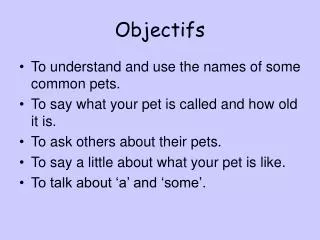 objectifs