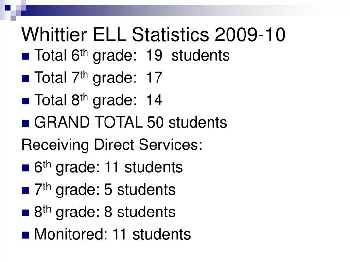 whittier ell statistics 2009 10
