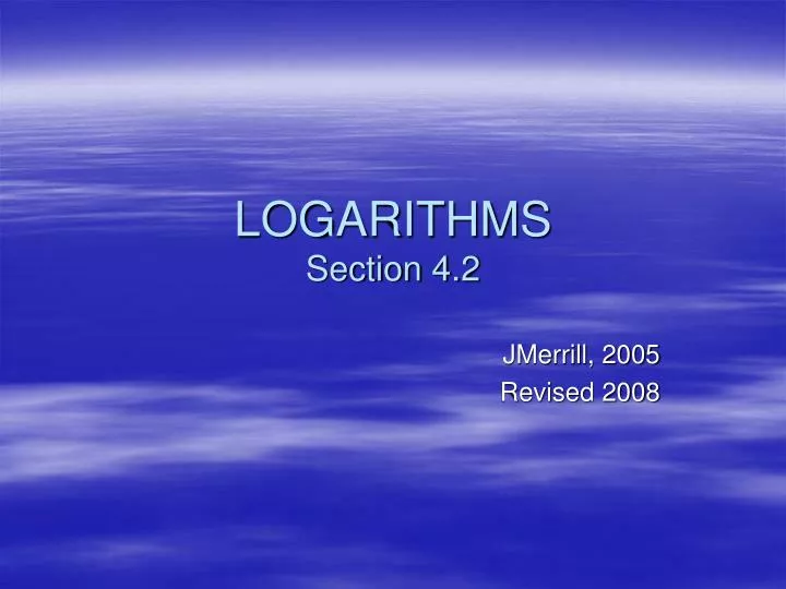 logarithms section 4 2