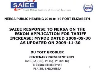 NERSA PUBLIC HEARING 2010-01-19 PORT ELIZABETH