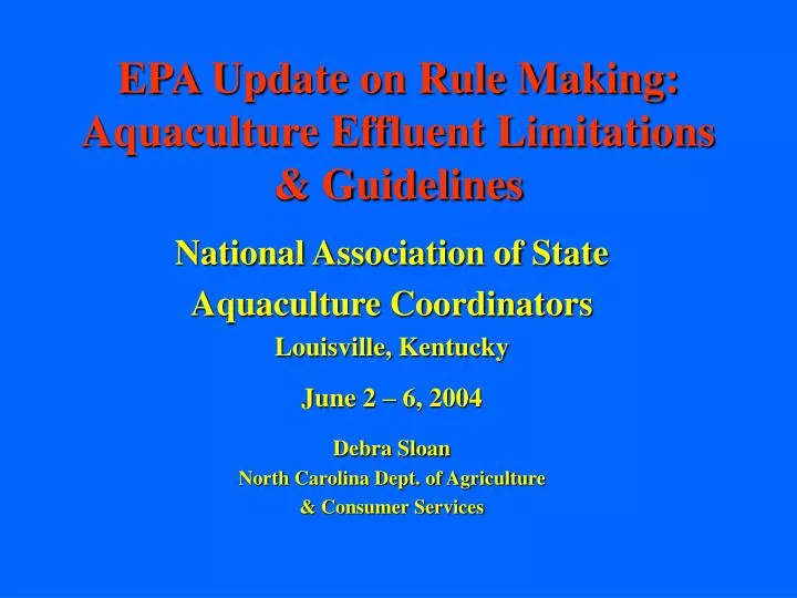 epa update on rule making aquaculture effluent limitations guidelines