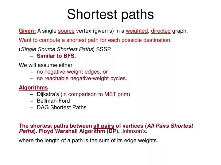 shortest paths