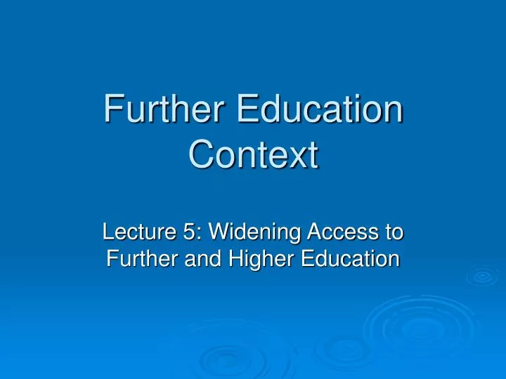 further education context