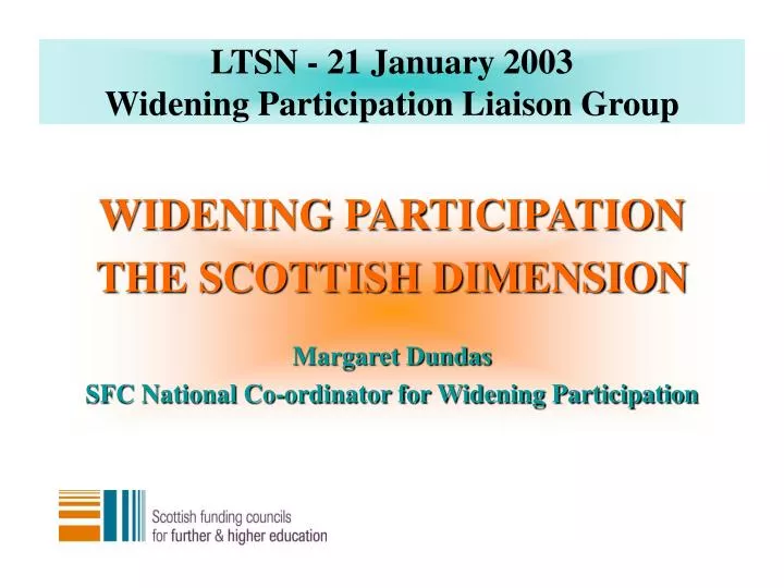 ltsn 21 january 2003 widening participation liaison group
