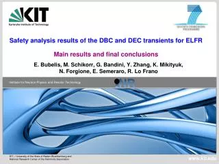Safety analysis results of the DBC and DEC transients for ELFR Main results and final conclusions