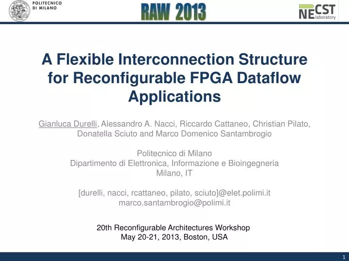 a flexible interconnection structure for reconfigurable fpga dataflow applications