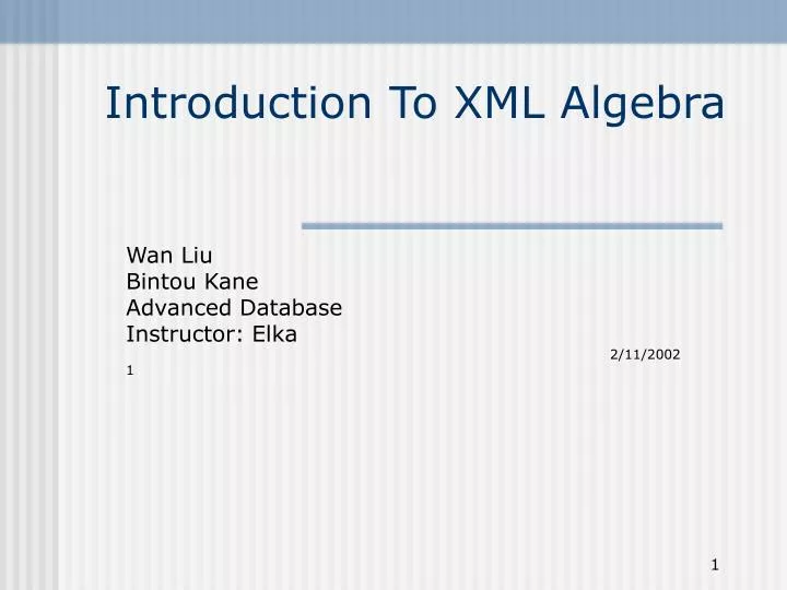 introduction to xml algebra