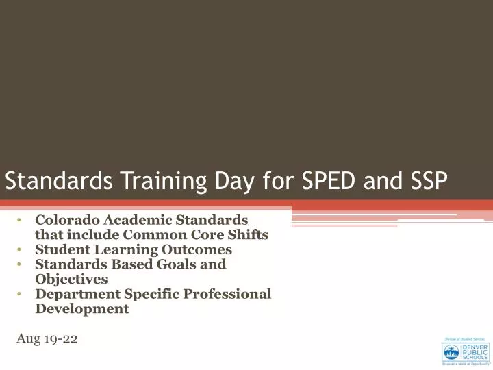 standards training day for sped and ssp