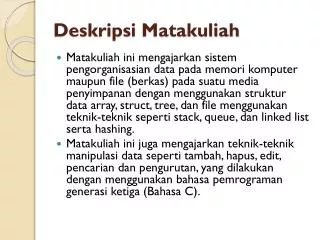 deskripsi matakuliah