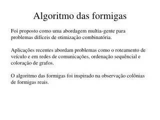 algoritmo das formigas