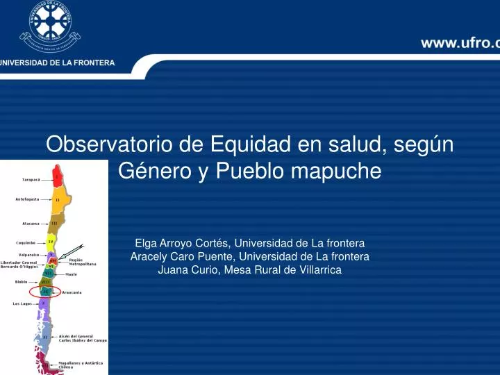 observatorio de equidad en salud seg n g nero y pueblo mapuche