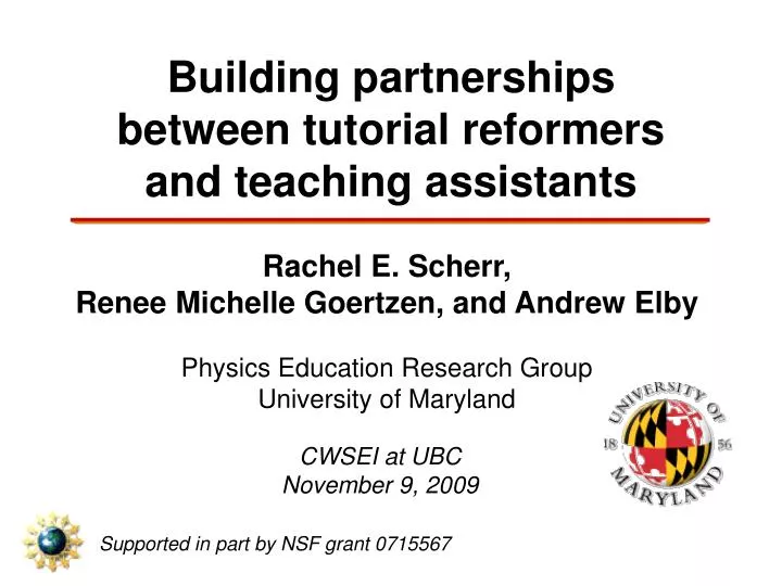 building partnerships between tutorial reformers and teaching assistants