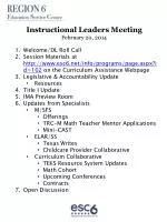 Instructional Leaders Meeting February 20, 2014 - slide 1