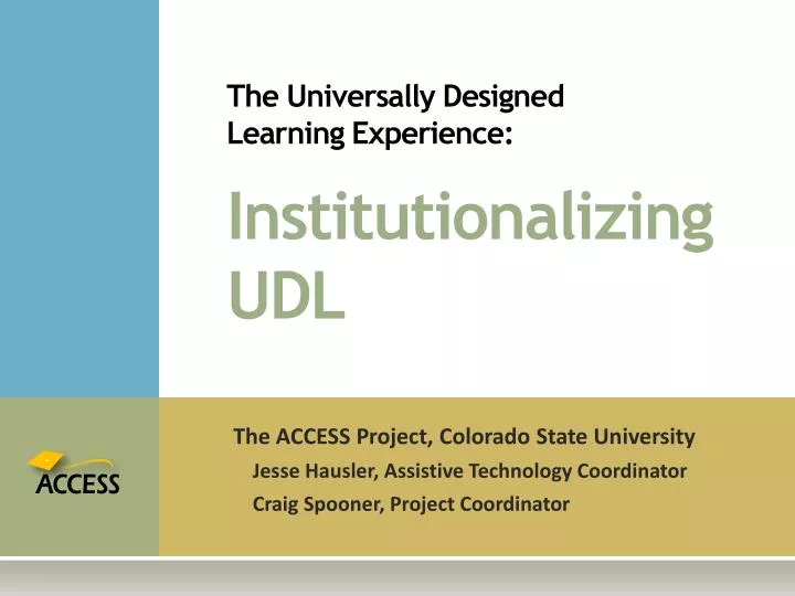 the universally designed learning experience institutionalizing udl