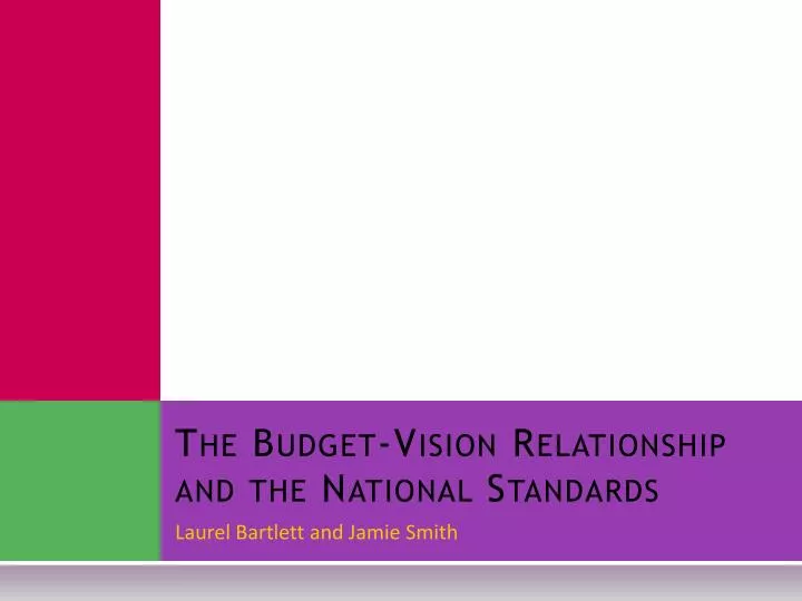 the budget vision relationship and the national standards