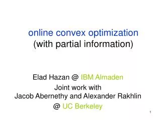 online convex optimization (with partial information)