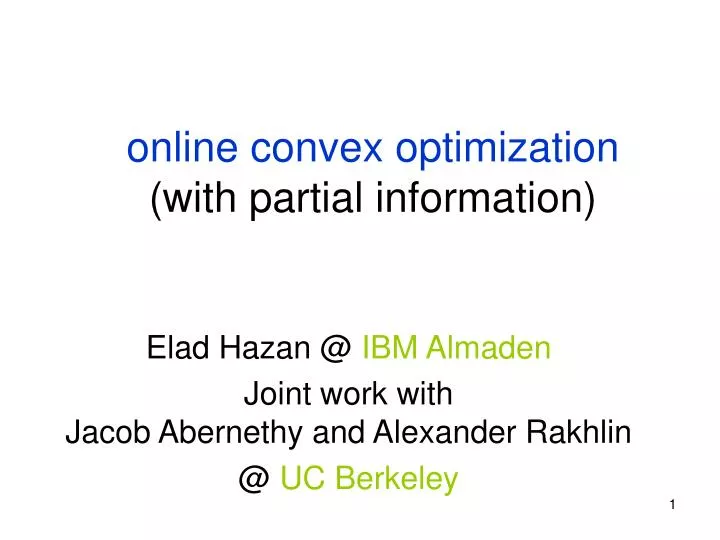 online convex optimization with partial information