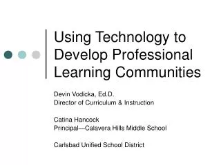 Using Technology to Develop Professional Learning Communities