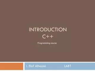 Introduction C++