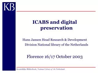 ICABS and digital preservation
