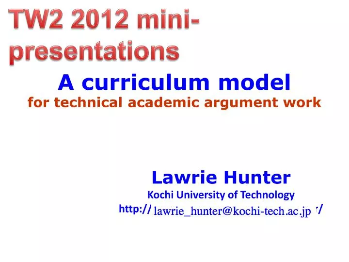 a curriculum model for technical academic argument work
