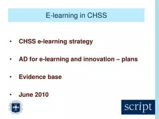 E-learning in CHSS