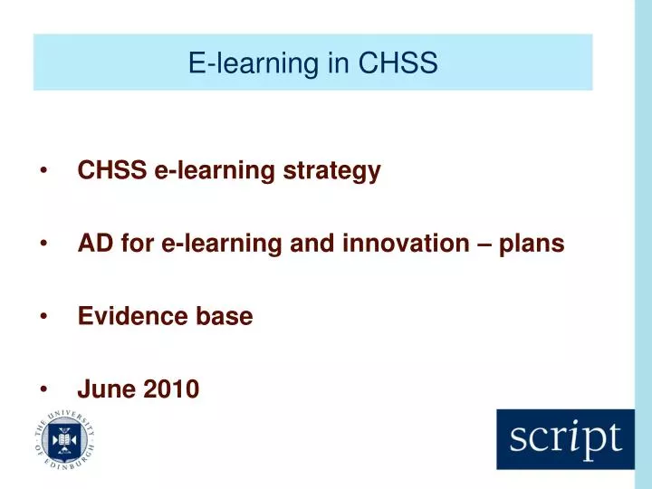 e learning in chss