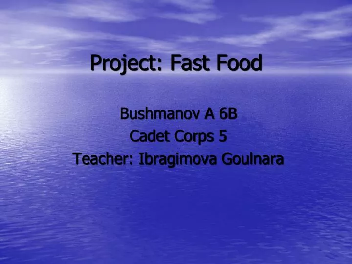 project fast food