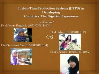 just in time production systems jitps in developing countries the nigerian experience