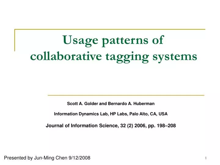 usage patterns of collaborative tagging systems