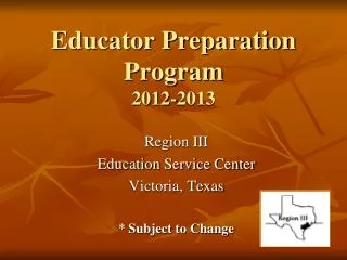 Educator Preparation Program 2012-2013
