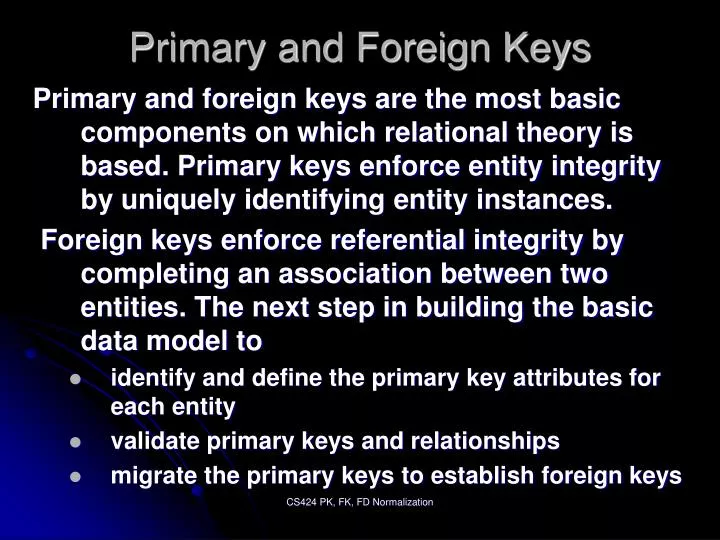 primary and foreign keys