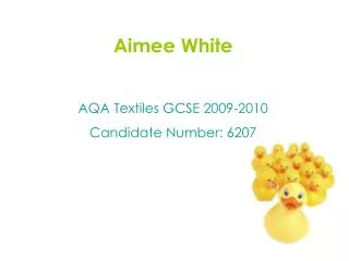 Aimee White AQA Textiles GCSE 2009-2010 Candidate Number: 6207