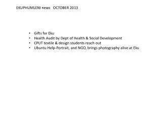 EKUPHUMLENI news OCTOBER 2013