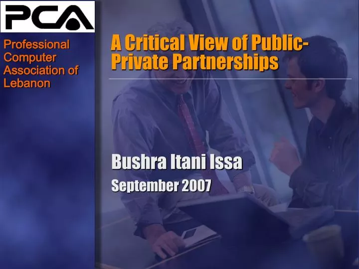 a critical view of public private partnerships
