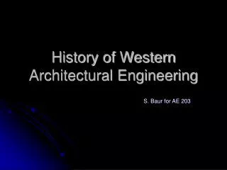 History of Western Architectural Engineering