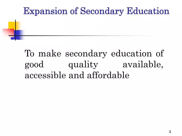 expansion of secondary education