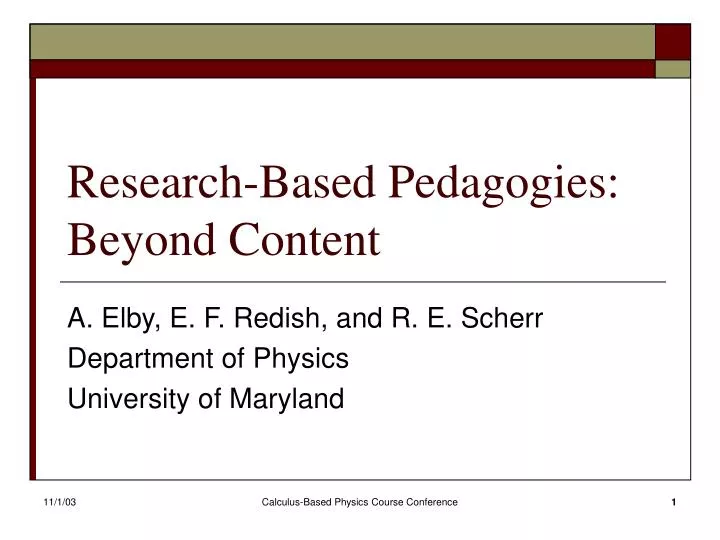research based pedagogies beyond content