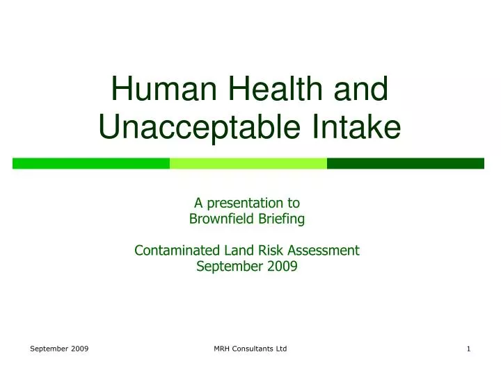 human health and unacceptable intake