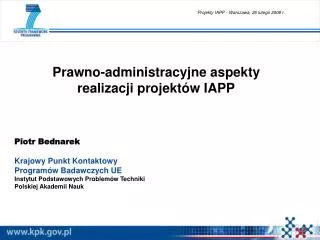 prawno administracyjne aspekty realizacji projekt w iapp
