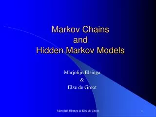 Markov Chains and Hidden Markov Models