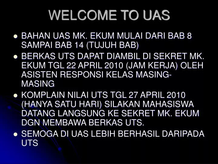 welcome to uas