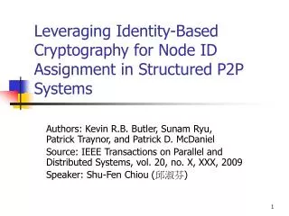 Leveraging Identity-Based Cryptography for Node ID Assignment in Structured P2P Systems