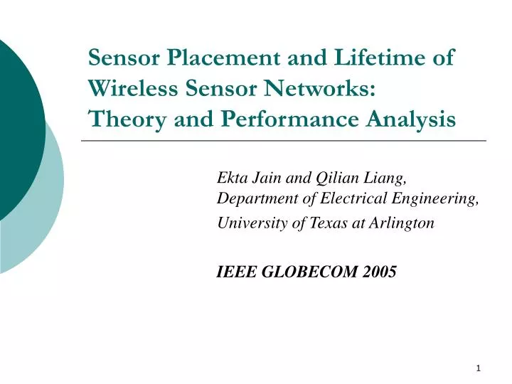 sensor placement and lifetime of wireless sensor networks theory and performance analysis