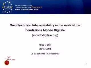 Sociotechnical Interoperability in the work of the Fondazione Mondo Digitale (mondodigitale)