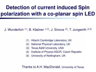 Detection of current induced Spin polarization with a co-planar spin LED
