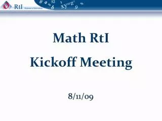 Math RtI Kickoff Meeting