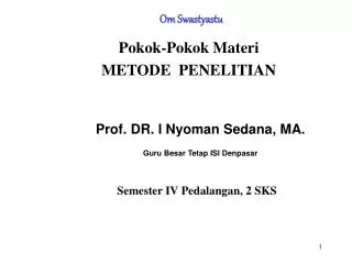 pokok pokok materi metode penelitian