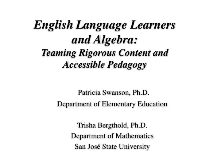 english language learners and algebra teaming rigorous content and accessible pedagogy